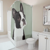 Rideau de douche Boston Terrier (En situation)