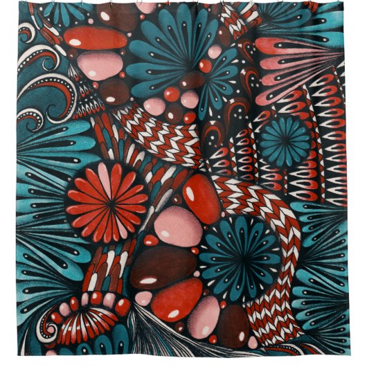 Rideau de douche botanique Boho Chic Zentangle - V (Devant)