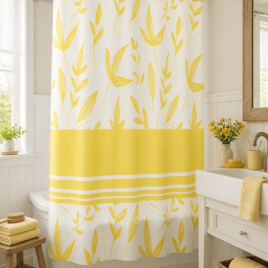 Rideau de douche botanique jaune