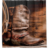 Rideau de douche Bottes de cowboy Grange Bois Rust (Devant)