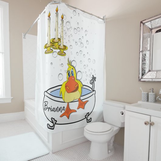 Rideau de douche Bouillards de poussette jaune Bou (En situation)