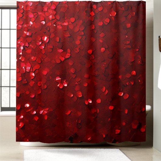 Rideau de douche brillant à séquence rouge