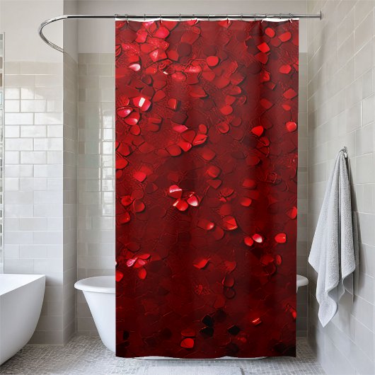 Rideau de douche brillant à séquence rouge