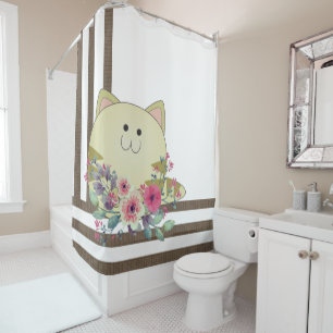 Rideau de douche Brown bande Chat lunatique