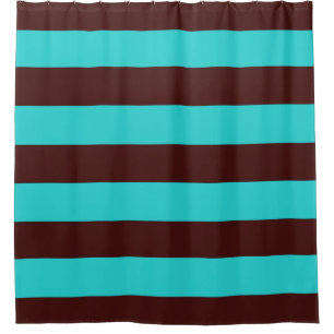 rideau de douche Brown et Aqua Stripes