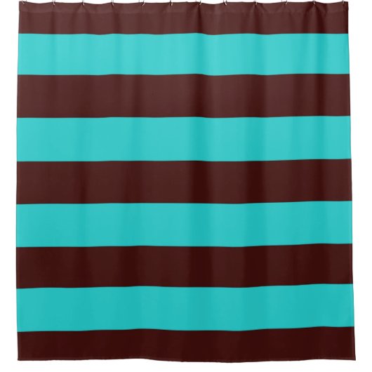 rideau de douche Brown et Aqua Stripes (Devant)