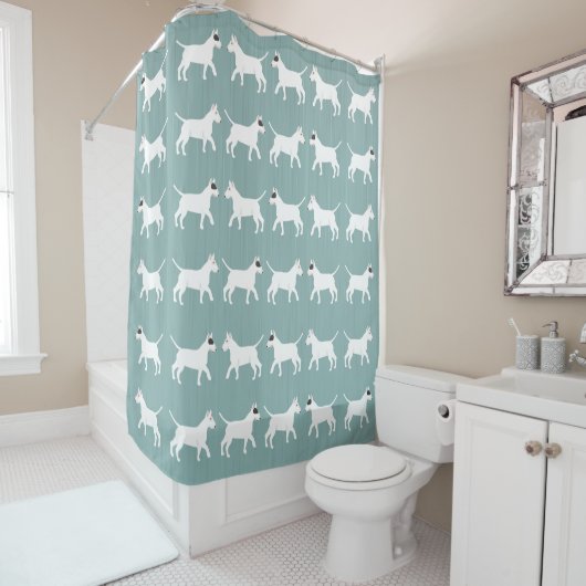 Rideau de douche Bull Terrier (En situation)
