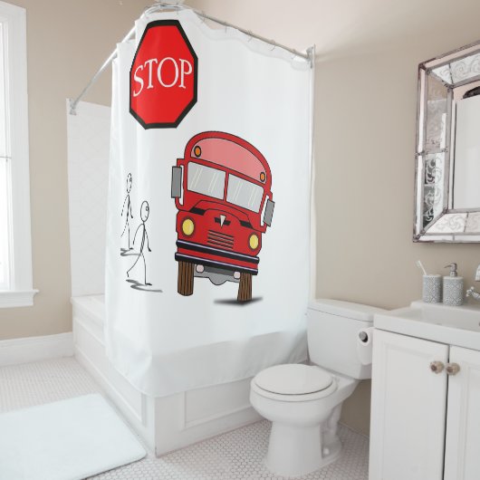 Rideau de douche Bus pour enfants (En situation)