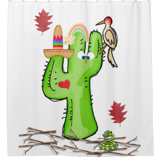 Rideau de douche Cactus Oiseau (Devant)