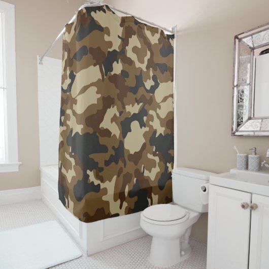 Rideau de douche Camo Brown (En situation)
