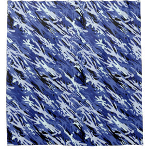 Rideau de douche Camouflage bleu