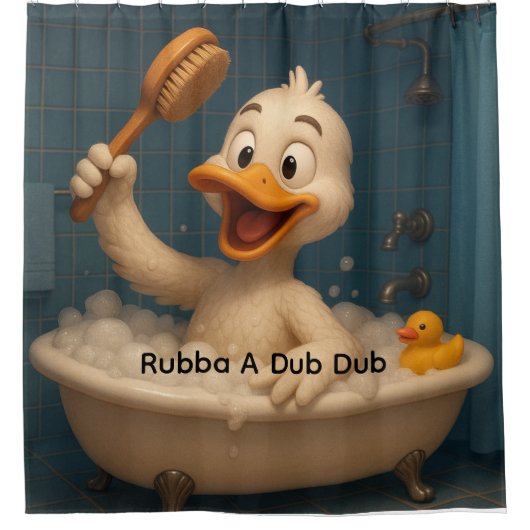 Rideau de douche Canard Mignon – Texte modifiable, (Devant)