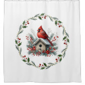 Rideau de douche Cardinal Rouge de Noël (Devant)