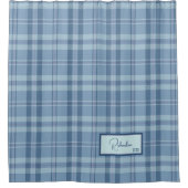 Rideau de douche carreaux moderne bleu ciel (Devant)