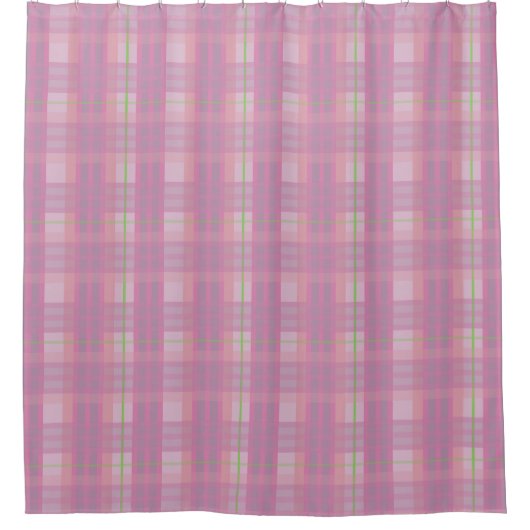 Rideau de douche carreaux moderne rose (Devant)