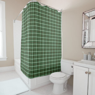 Rideau de douche carreaux tartan vert blanc écossa