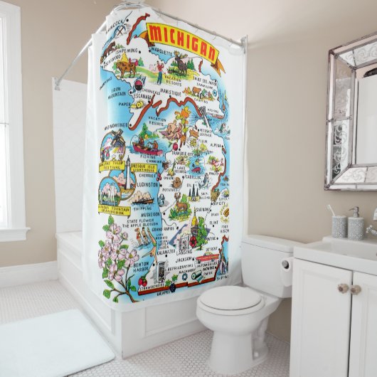 Rideau de douche carte du Michigan (En situation)