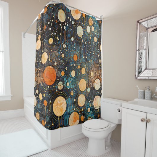 Rideau de douche céleste Galaxy or (En situation)