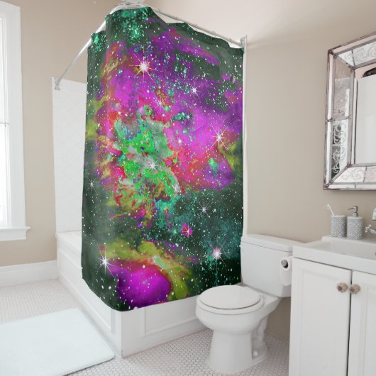 Rideau de douche céleste Star Field (En situation)