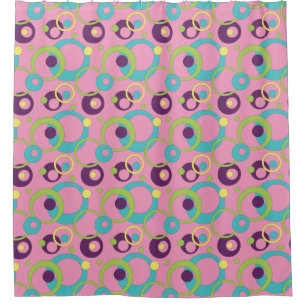 Rideau de douche Cercles Rose Funky