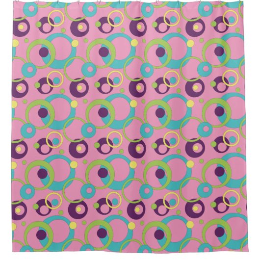Rideau de douche Cercles Rose Funky (Devant)