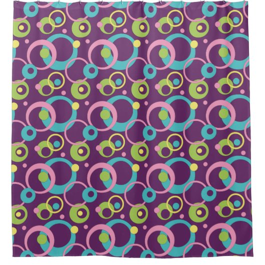 Rideau de douche Cercles Violets Funky (Devant)