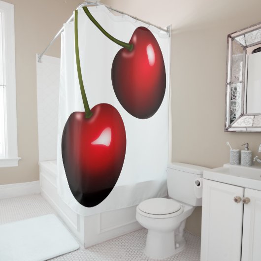 Rideau de douche Cerise Douce Rouge - Couleurs Per (En situation)
