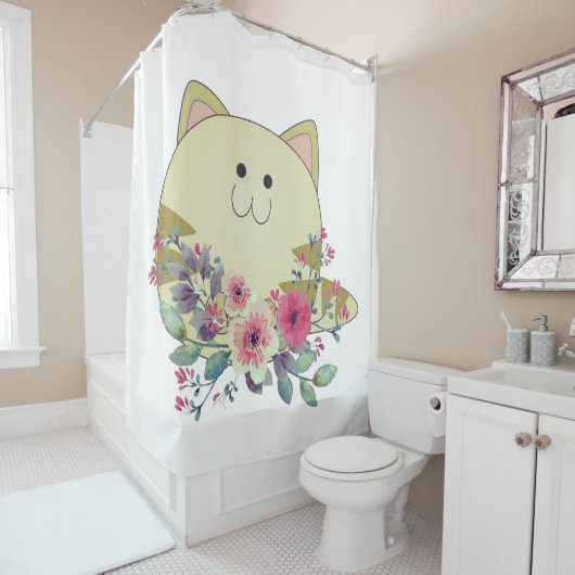 Rideau de douche Chat de chaton Floral Kitten (En situation)