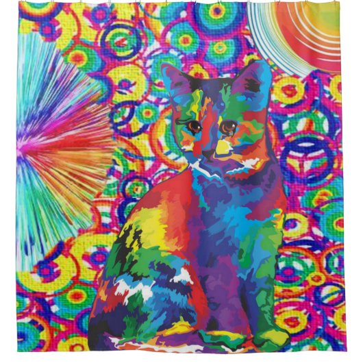 Rideau de douche Chat Floral Kitten (Devant)