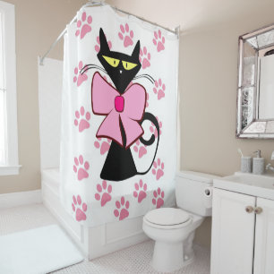Rideau de douche Chaton noir Empreintes de pattes