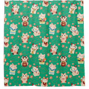 Rideau de douche Chats Chanceux Maneki Neko