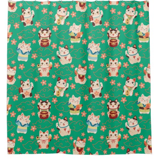Rideau de douche Chats Chanceux Maneki Neko (Devant)
