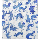 Rideau de douche Chats Flottants Bleu Ming - Miao (Devant)