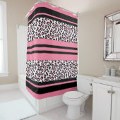 Rideau de douche / Cheetah Imprimer rose, noir et (En situation)