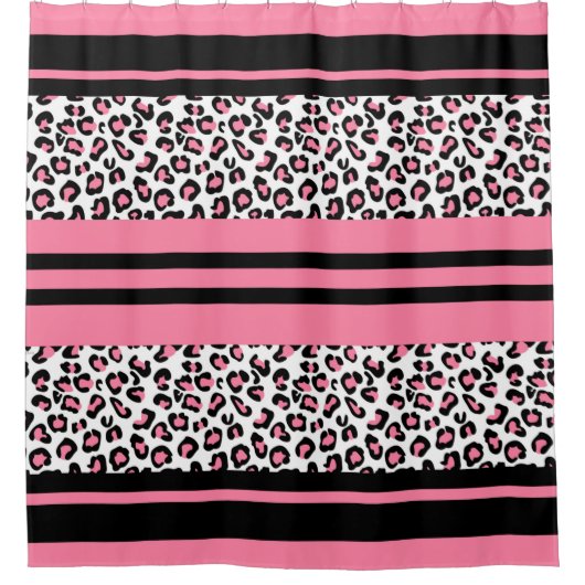 Rideau de douche / Cheetah Imprimer rose, noir et (Devant)