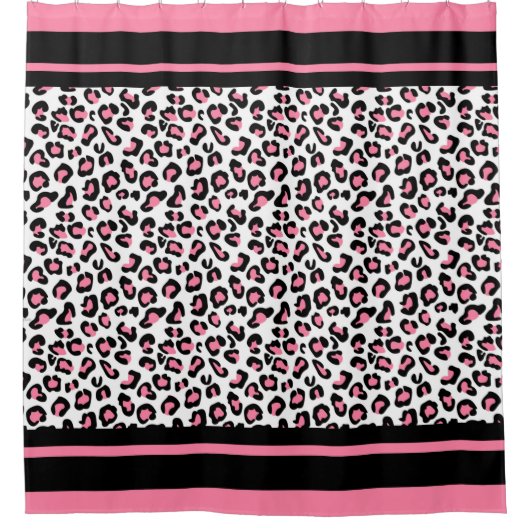 Rideau de douche / Cheetah Imprimer rose, noir et (Devant)