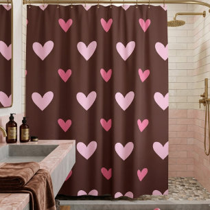Rideau de douche Chéri – Cœurs roses et blush