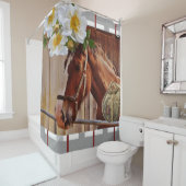 Rideau de douche Cheval Floral (En situation)