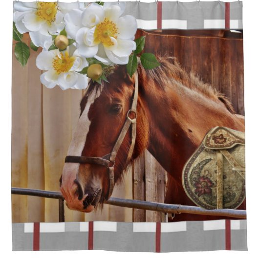 Rideau de douche Cheval Floral (Devant)