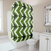 Rideau de douche Chevron Vert Noir et Blanc – Auda (En situation)