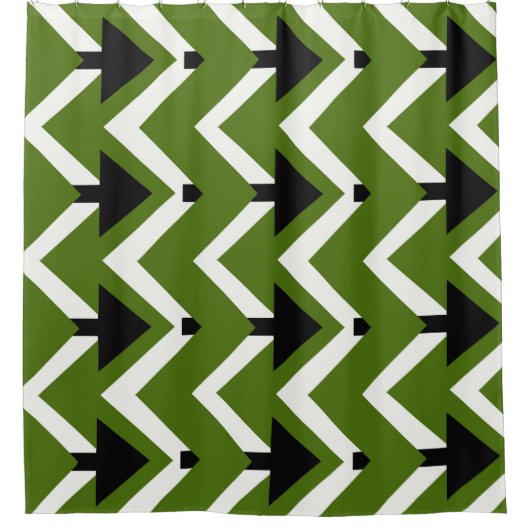 Rideau de douche Chevron Vert Noir et Blanc – Auda (Devant)