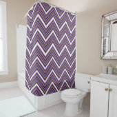 Rideau de douche Chevron Violet & Corail – Zig Mod (En situation)