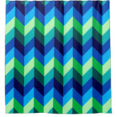 Rideau de douche Chevrons Bleu Vert Ombre (Devant)