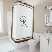 Rideau de douche chic hôtel marron simple monogram (En situation)