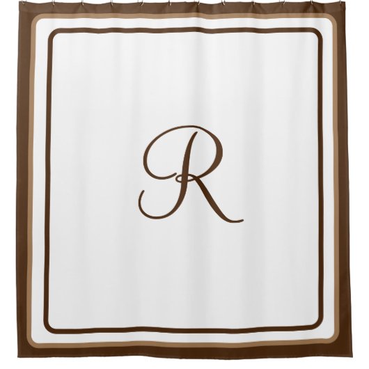 Rideau de douche chic hôtel marron simple monogram (Devant)
