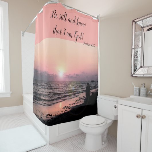 Rideau de douche Christian Scripture Beach (En situation)