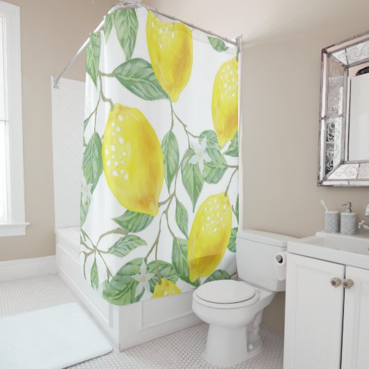Rideau de douche Citrons Jaunes (En situation)