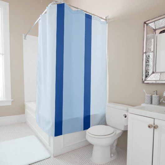 Rideau de douche Classique Uni Bleu Clair Foncé  (En situation)