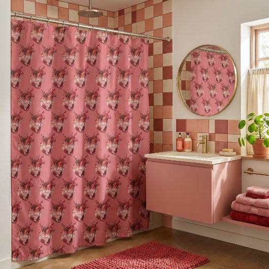 Rideau de douche coeurs
