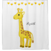 Rideau de douche Coeurs de girafe jaune (Devant)